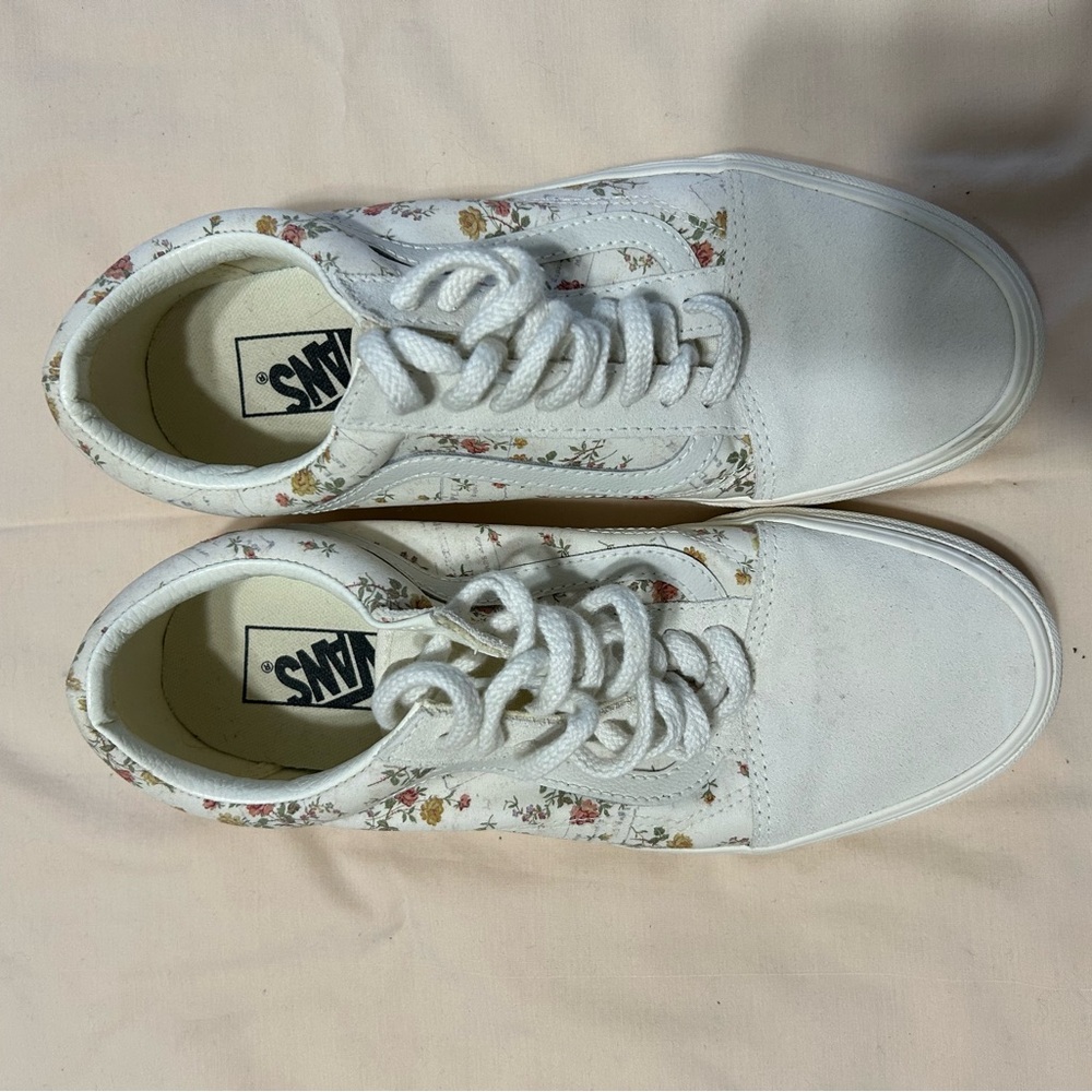 Vans White Sneakers with Floral Design